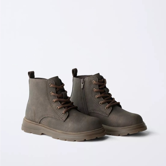 Zara Kids Brown Laced Ankle Boots - Picture 4 of 6